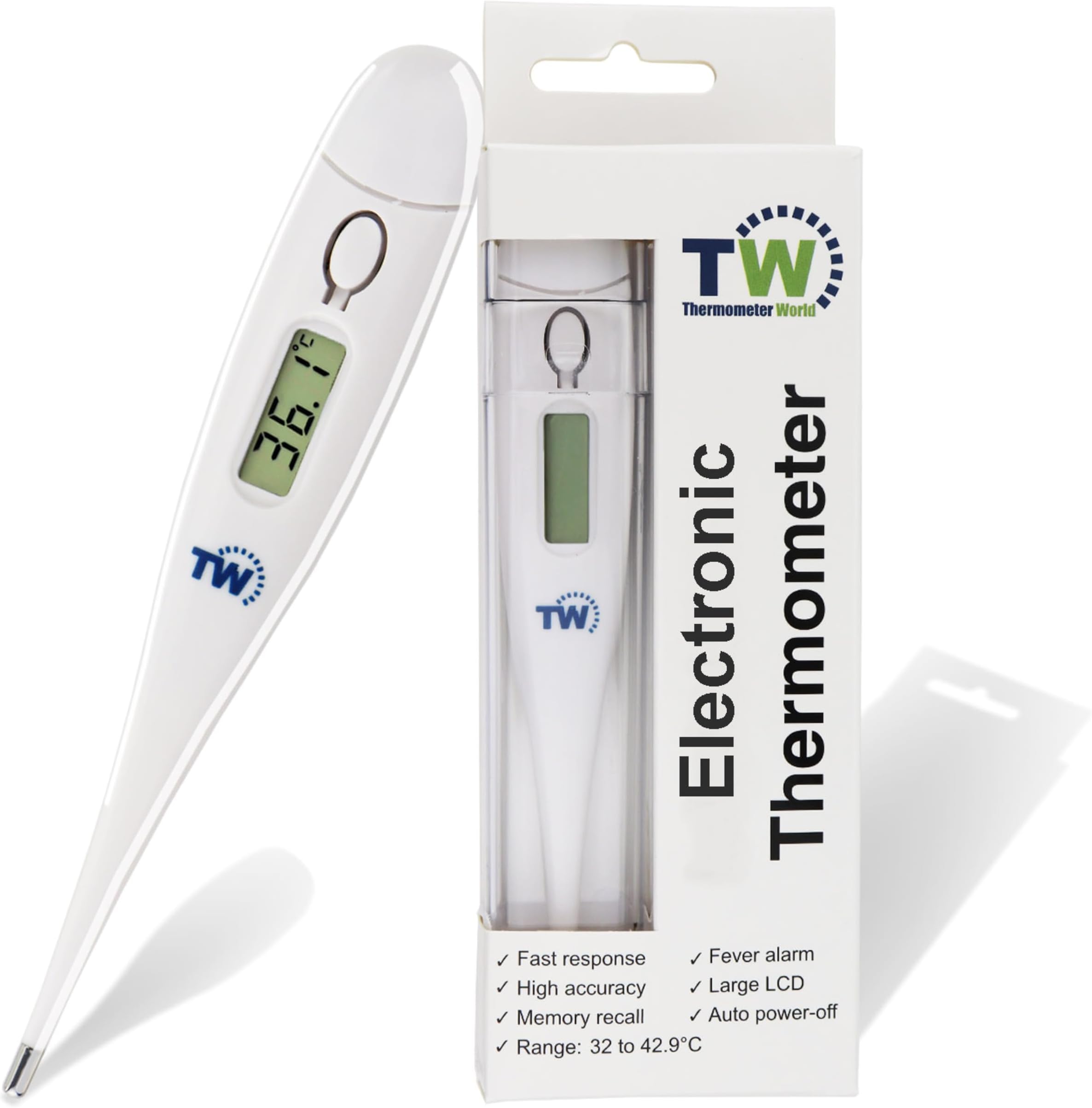 Temperature Thermometer for Adults Kids and Children - Fast and Accurate Easy to Use Body and Oral Thermometer with Fever Alarm Child