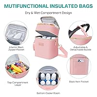 Vista 6 de PIIOSER Bolsa enfriadora de leche materna con bolsa de hielo para 6 biberones de hasta 9 onzas, bolsas aisladas para biberones, doble capa
