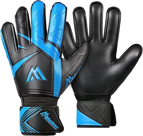Malker Guantes de portero de fútbol con agarre fuerte, palmas antideslizantes, de látex, transpirables, guantes de fútbol para niños, jóvenes y Malker Guantes de portero de fútbol con agarre fuerte, palmas antideslizantes, de látex, transpirables, guantes de fútbol para niños, jóvenes y
