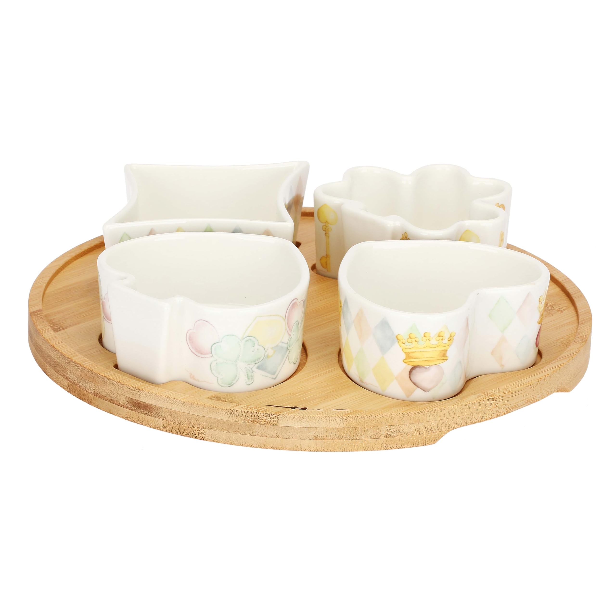 THUN Set Aperitivo Incanto di Primavera, Porcellana, Piattino 29 cm e Ciotola 8x8 cm