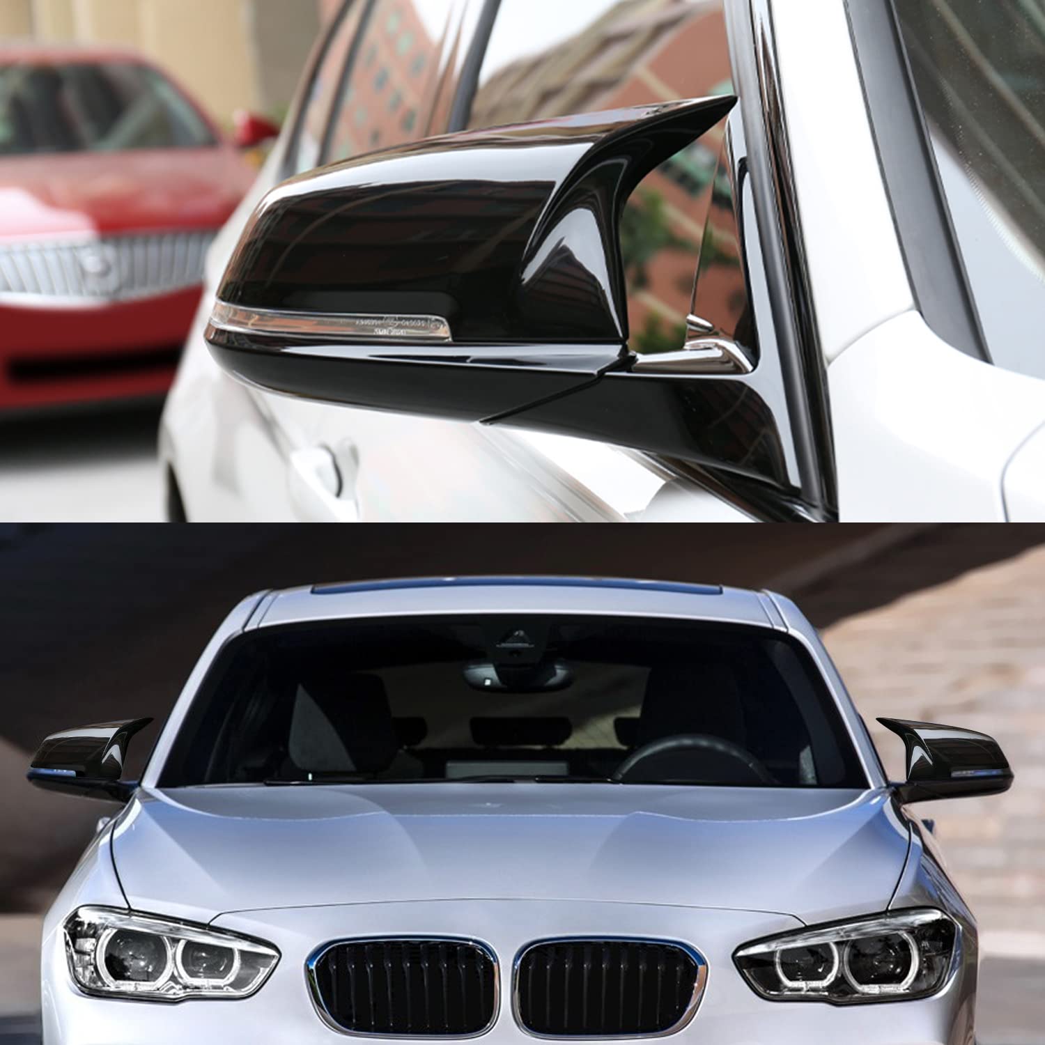 Coprini Specchietti Retrovisori Per Auto, ABS Plastic Specchio Laterale Coperchio di Copertura Compatibile con BMW F20 F21 F22 F23 F30 F31 F32 F33 F36 X1 E84 I3 M2 F87, Nero Lucido, 1 Paio