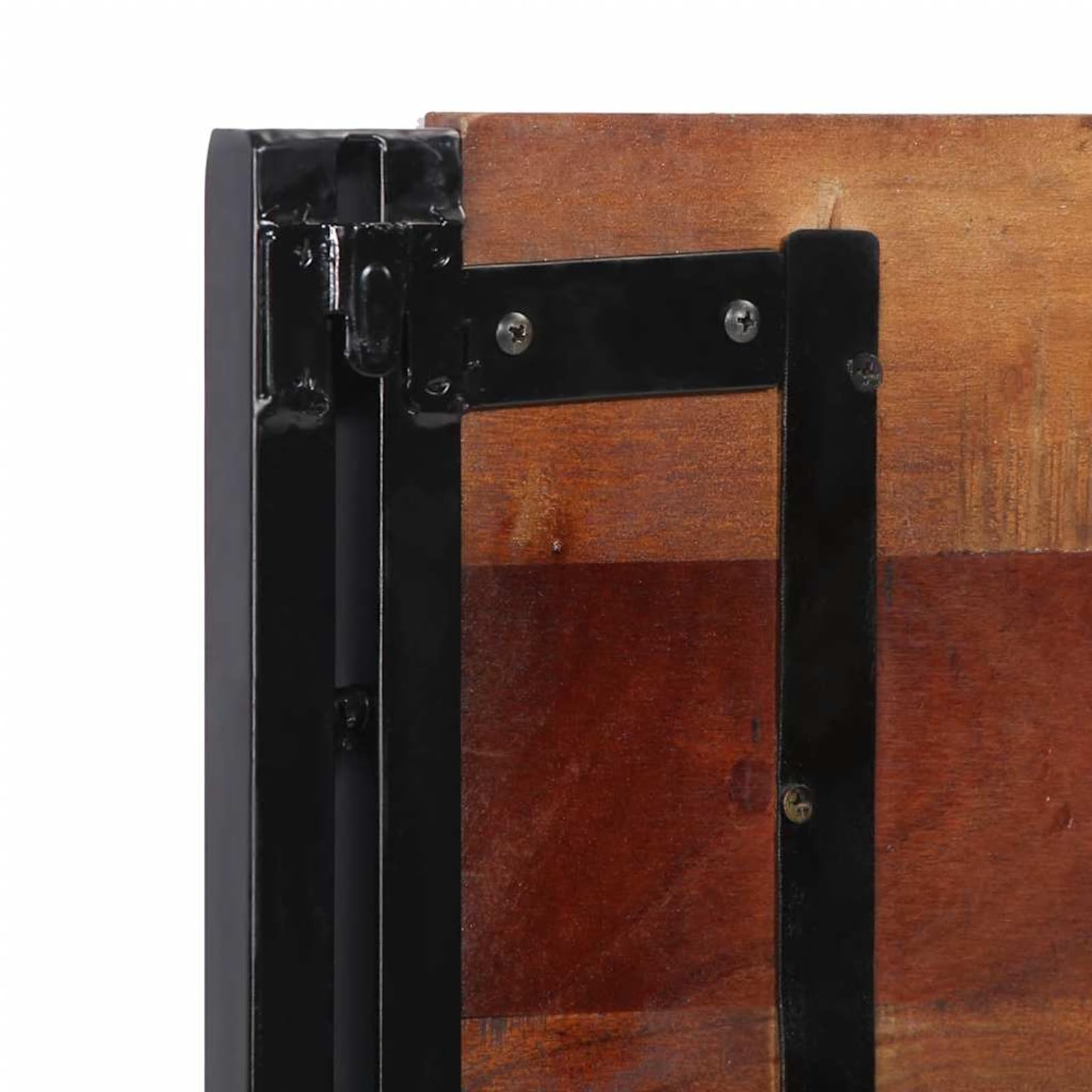 Tête de lit en bois recyclé de 200 cm en bois massif et fer, pour lits sans tête de lit, idéale pour les chambres et les salons modernes, montage facile, facile à nettoyer et assise douce pour