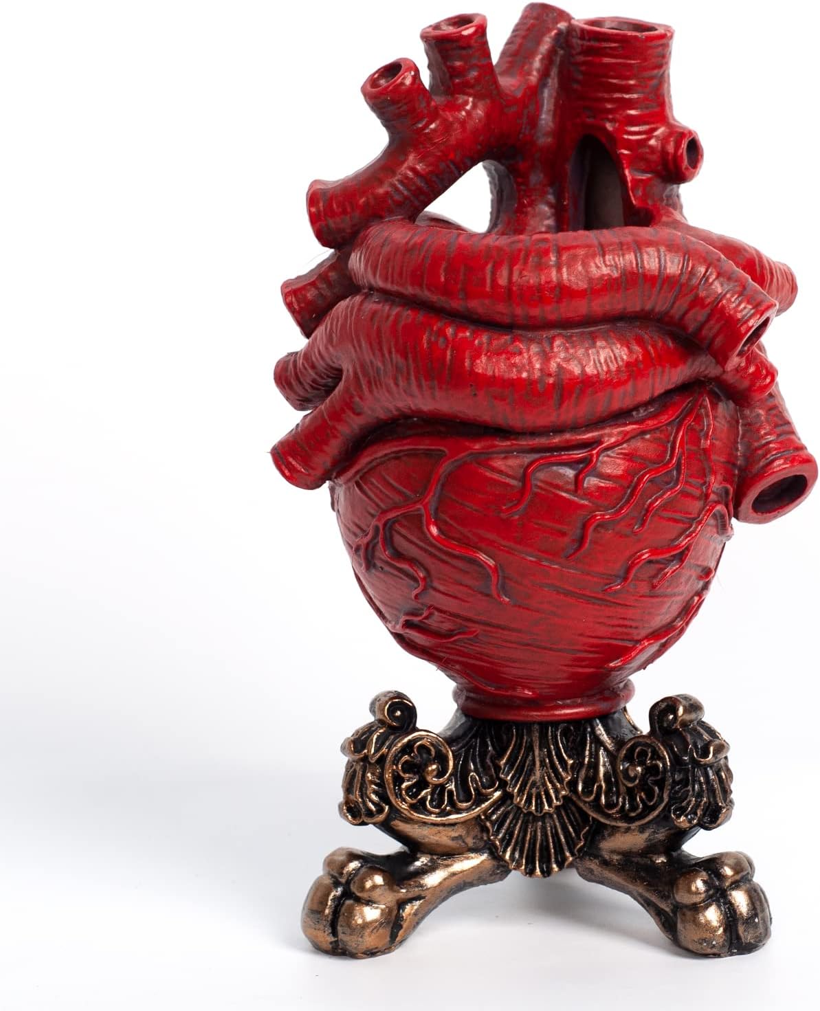 DJZNDINGJIEJIE Gothic Resin Anatomical Heart Vase, Human Heart Shaped Vase Statue Planter Decor, Heart Vases for Flowers Flower Pot, Gothic Desktop Home Gift Living Room Decor (Red)