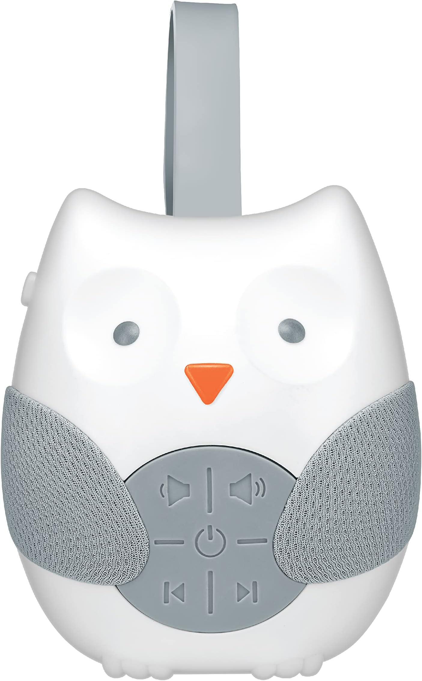 FirstHealth Soothing Sounds Baby Lullaby Speaker with 12 Sound Options - Customizable Timer - Fun and Cute Owl Design - Hanging Loop Attaches to Strollers, Carriers, and More - Battery Power