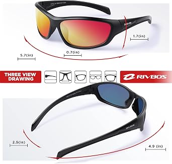 RIVBOS Polarized Sports Sunglasses UV400 for Cycling Fishing Driving RB832 | Lightweight TR90 frame for Men Women cycling, driving, hiking, running, golf, fishing and outdoor sports