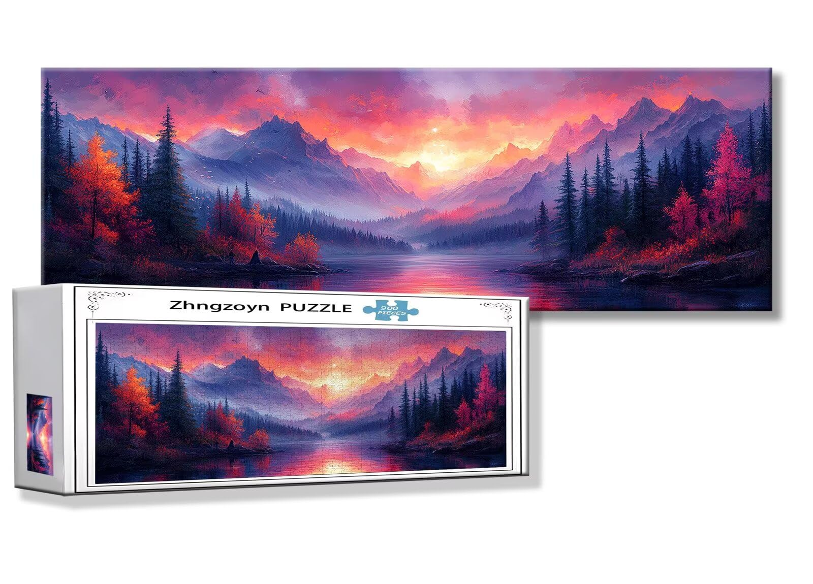Puzzle Paysage 900 Pieces Montagnes Puzzle Adultes 87 x 34 cm DIY Difficile Classiques Jigsaw Panoramique, Adulte Jeu éducatif, 2025 Bois Jigsaw Art Impossible Famille Challenge, Femme Cadeau R-7