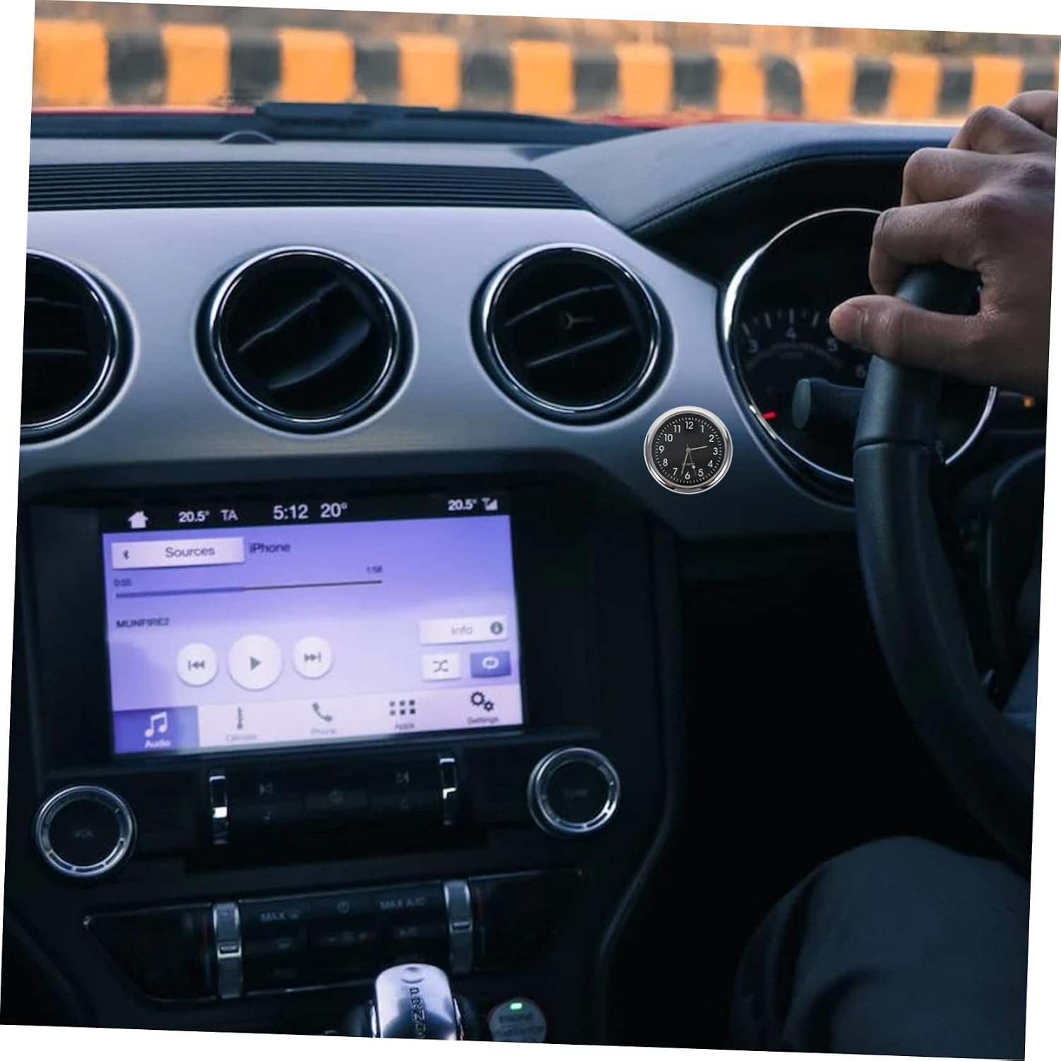Cabilock Car Dashboard Clock with Luminous Pointer Compact Auto Digital Clock for Interior Decoration Easy Adhesive Installation for Safer Driving and Office Use
