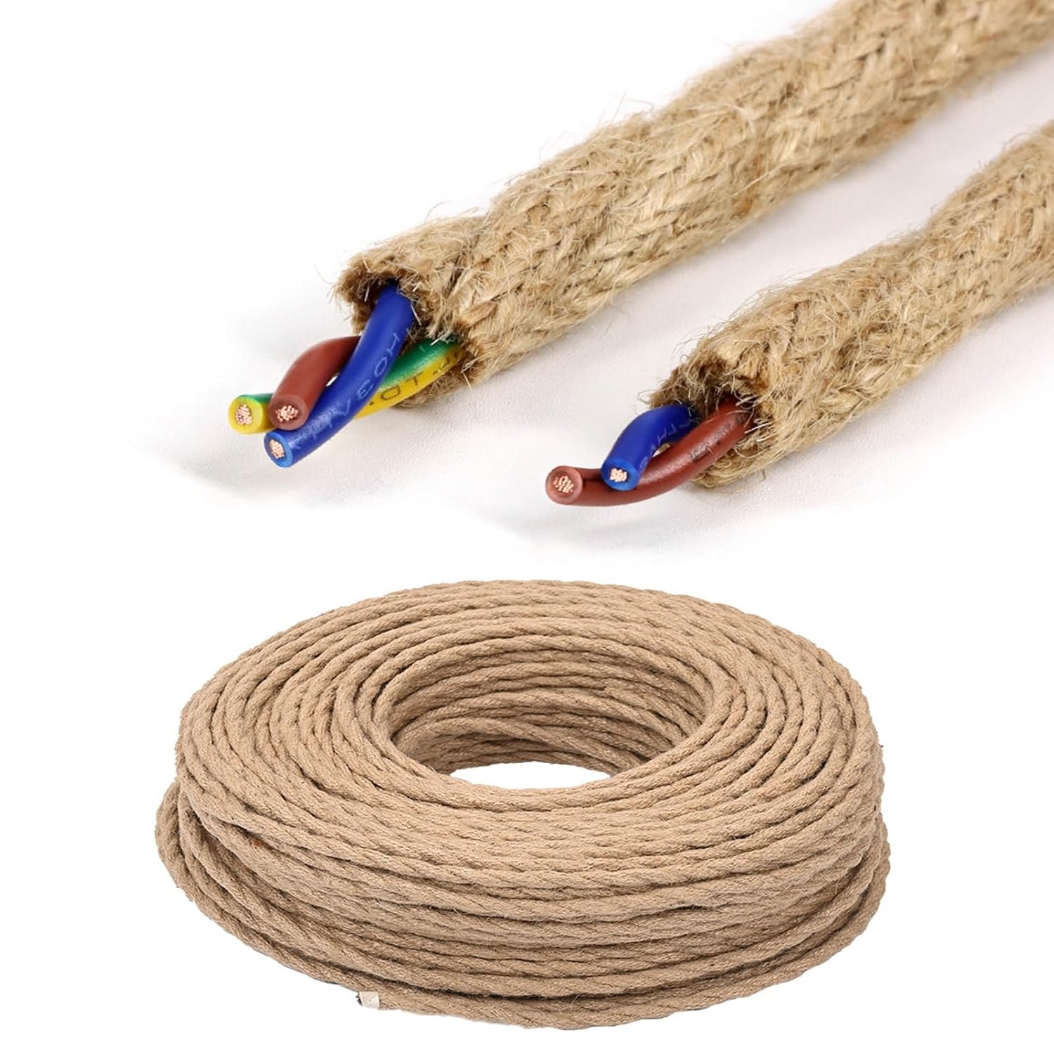 20/18 AWG Vintage Lamp Cords Braided Electrical Wire – with 99.9% Oxygen-Free Copper, Flexible PVC Insulated Power Cable for Pendant Lamp & Wall Light Installation DIY Projects(2C-20AWG)