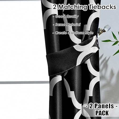 Miniatura 7 de Melodieux - Cortinas opacas estilo marroquí con aislamiento térmico y ojales para oscurecer sala de estar, 2 paneles.