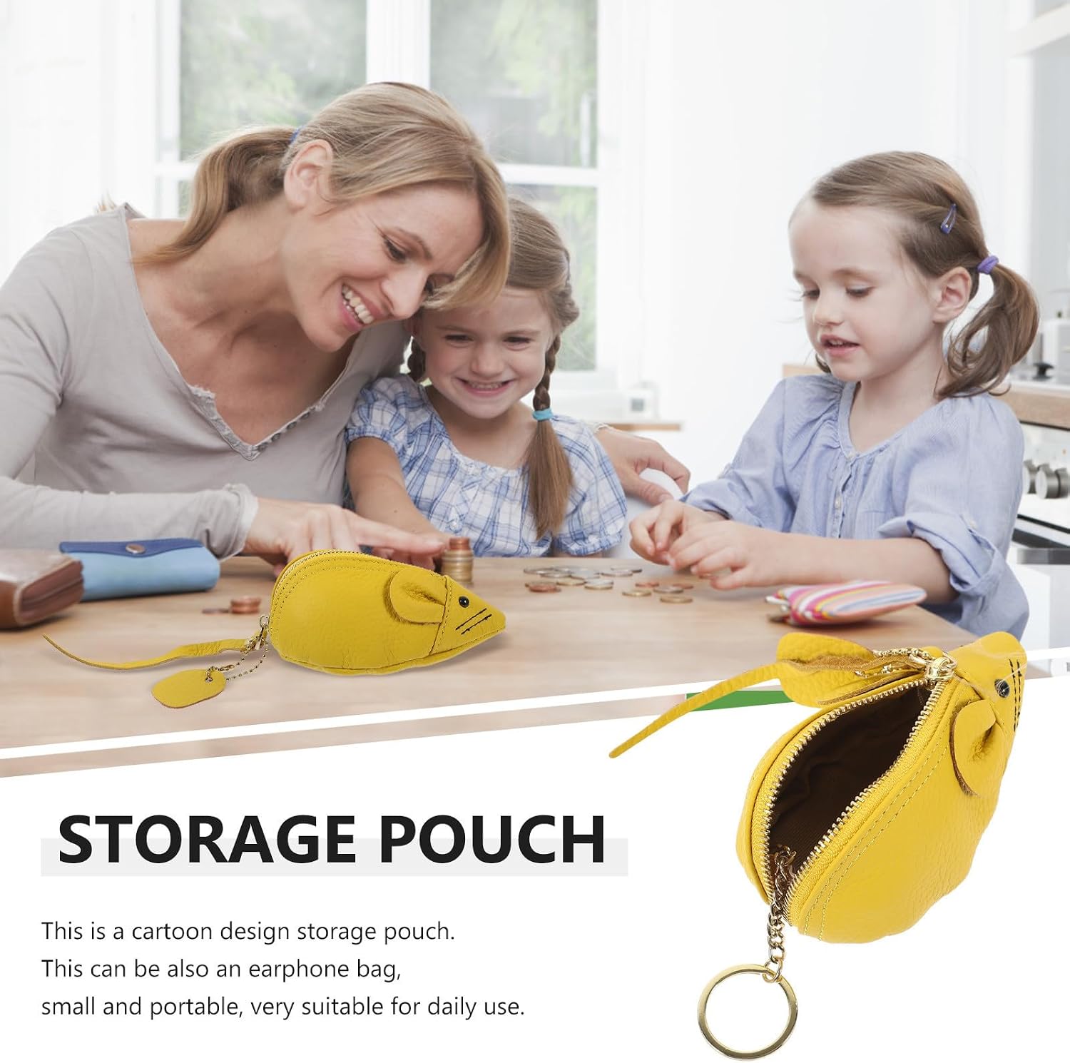 Cartoon Change Pouch Portable Green PU Polyester Coin Purse