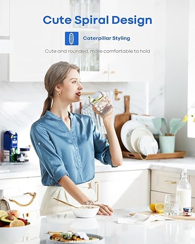 Miniatura 4 de Paquete de 4 vasos acanalados de 16 onzas con cepillo de limpieza, bonitas tazas estéticas para café, whisky, té y más.