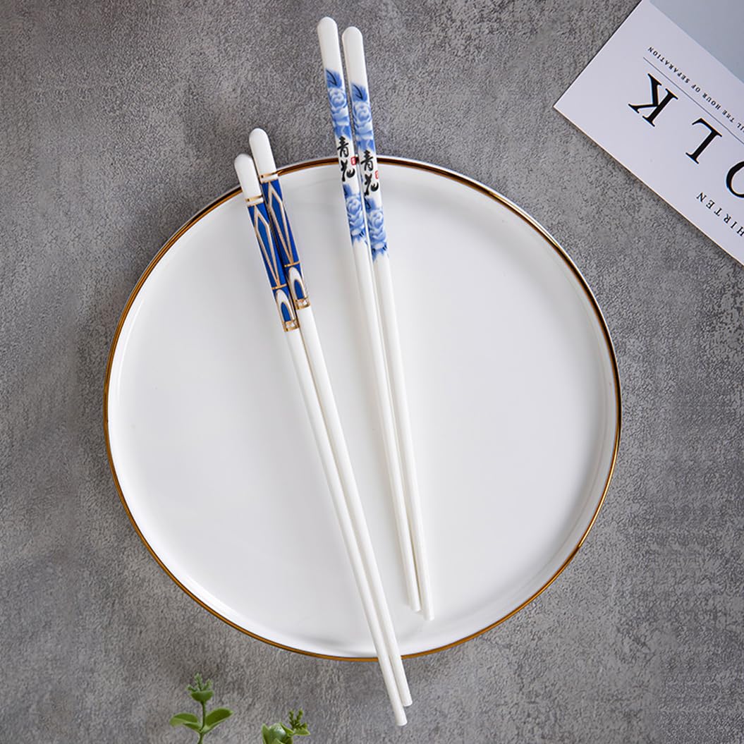 Jeu de baguettes, Coffret cadeau de baguettes en porcelaine réutilisables qualité supérieure, 10 paires avec étui