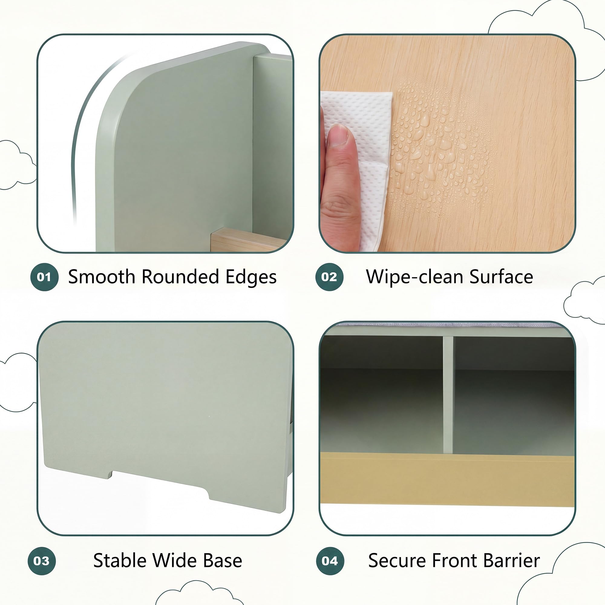 LIFEZEAL Bibliothèque Enfant avec Banc, Étagère à Livres à 2 Niveaux & 2 Compartiments Range-Jouets, Assise Rembourrée, Meuble Rangement pour Chambre d’Enfant, Crèche, pour 3+ Ans (Vert)
