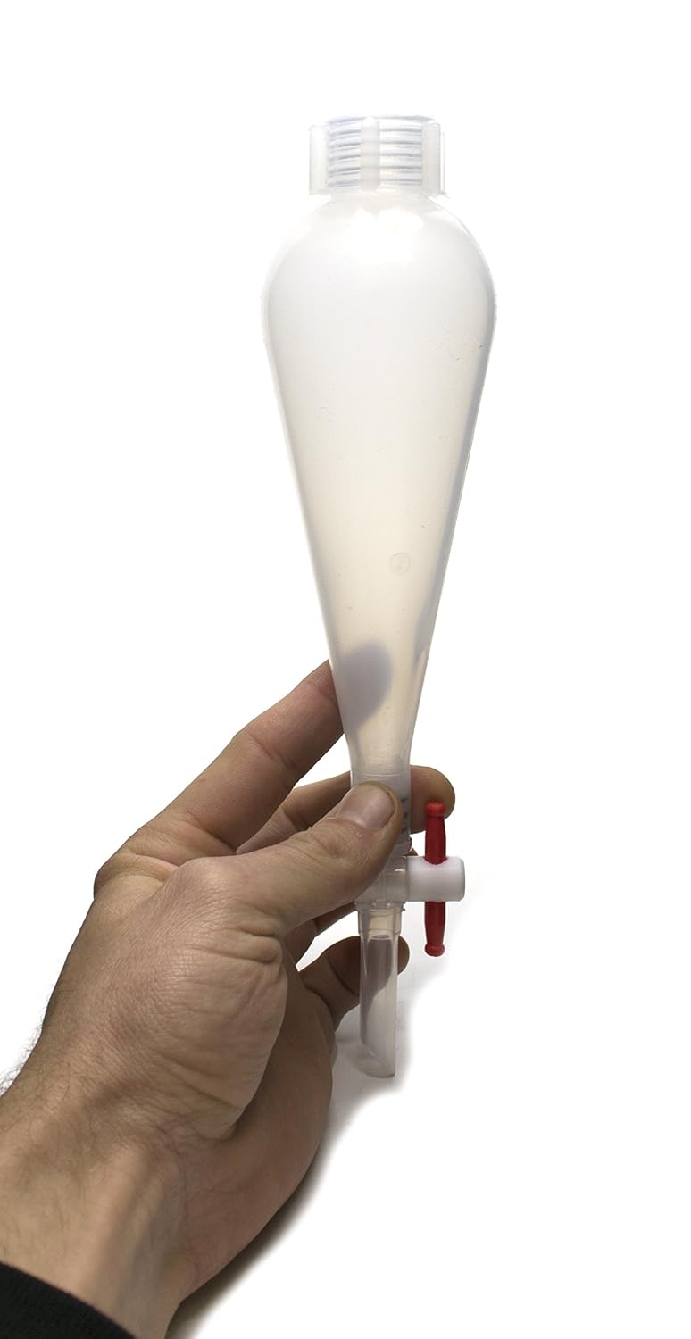 EISCO Separating Funnel, 100ml - Polypropylene Stopcock, PTFE Plug - Leak-Proof Screw Cap