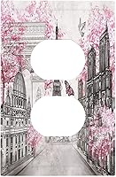 Vista 2 de París Torre Eiffel Arco de Triunfo Paisaje de la Ciudad Europea Rosa 1 Gang Interruptor de Luz Cubierta de Interruptor de Toma Dúplex Placa de pared