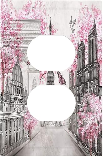 Miniatura 2 de París Torre Eiffel Arco de Triunfo Paisaje de la Ciudad Europea Rosa 1 Gang Interruptor de Luz Cubierta de Interruptor de Toma Dúplex Placa de pared