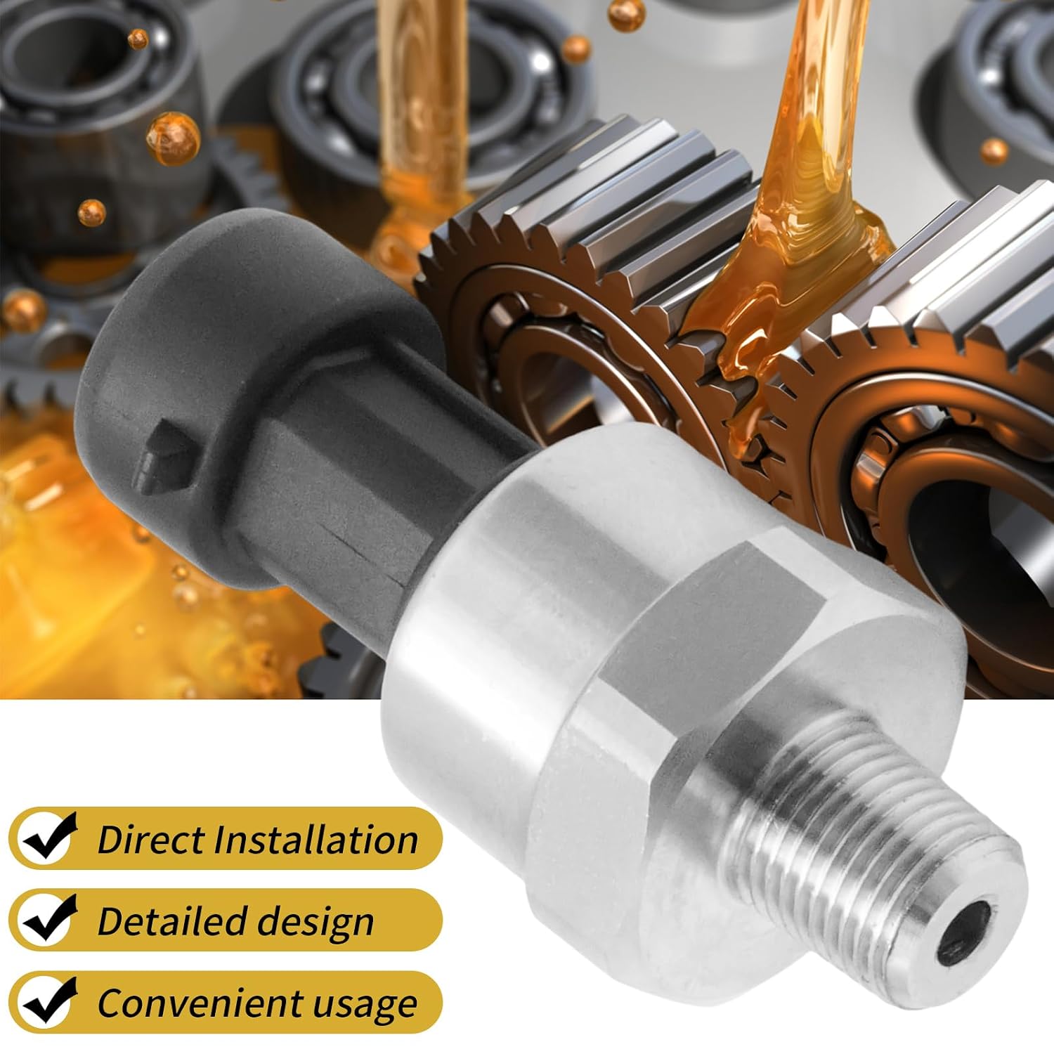 Stainless Steel 150 Psi Fuel Oil Pressure Transducer Sensor Sender, 1/8" -27 NPT Thread with Harness Kit, Replace for Oil Fuel Air Water