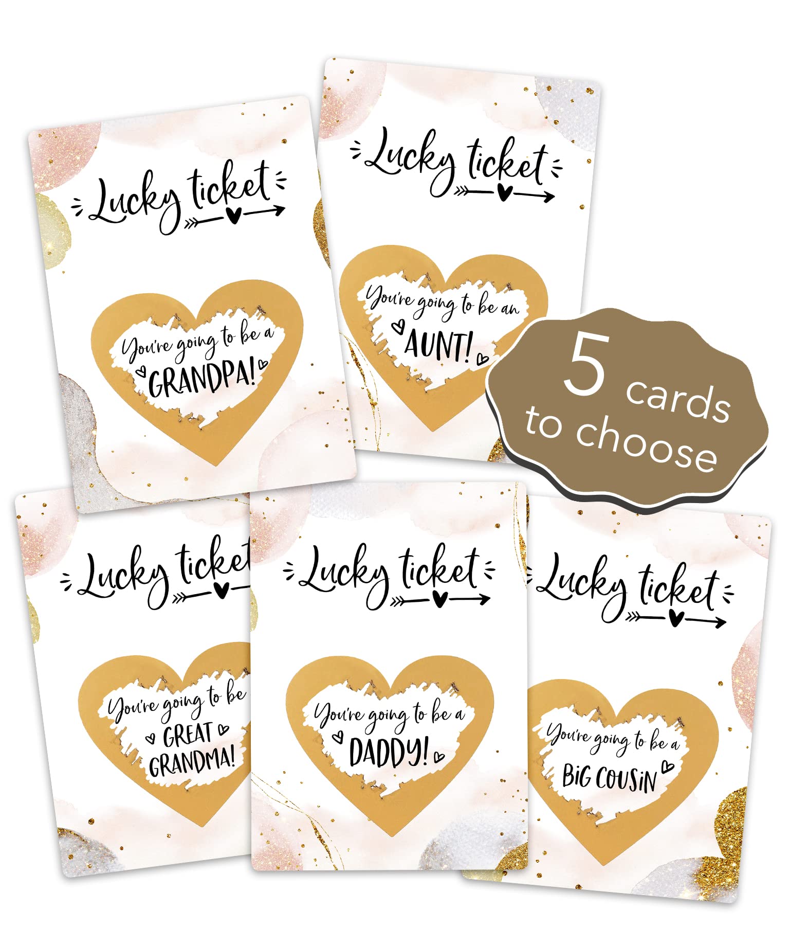 Jolicoon 5 Pregnancy announcement scratch cards - 5 Scratch cards of your choice with envelopes - Baby announcement