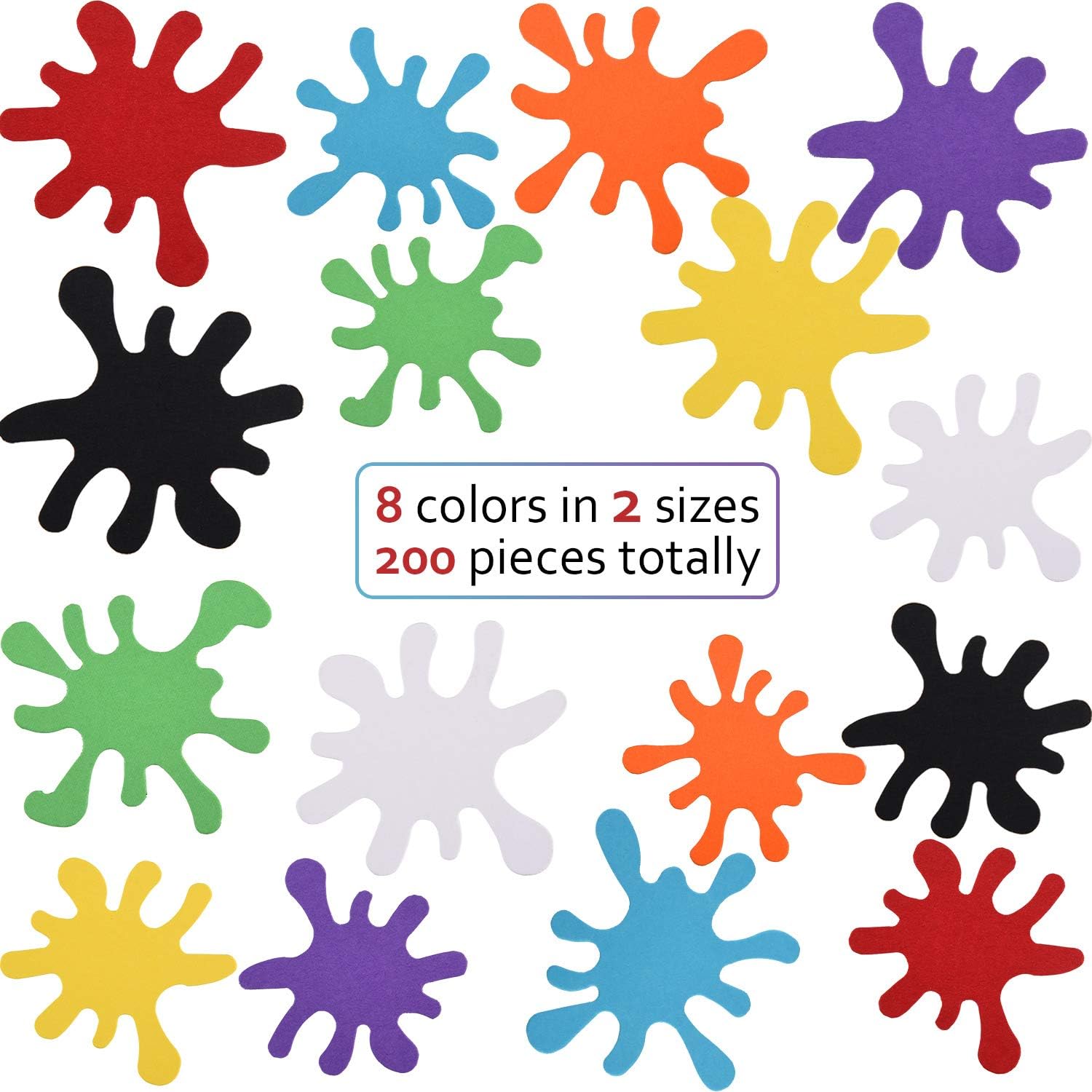 200 Pieces Paint Splatter Confetti Art Paint Splash Table Confetti for Art Birthday Party Decorations, 8 Colors