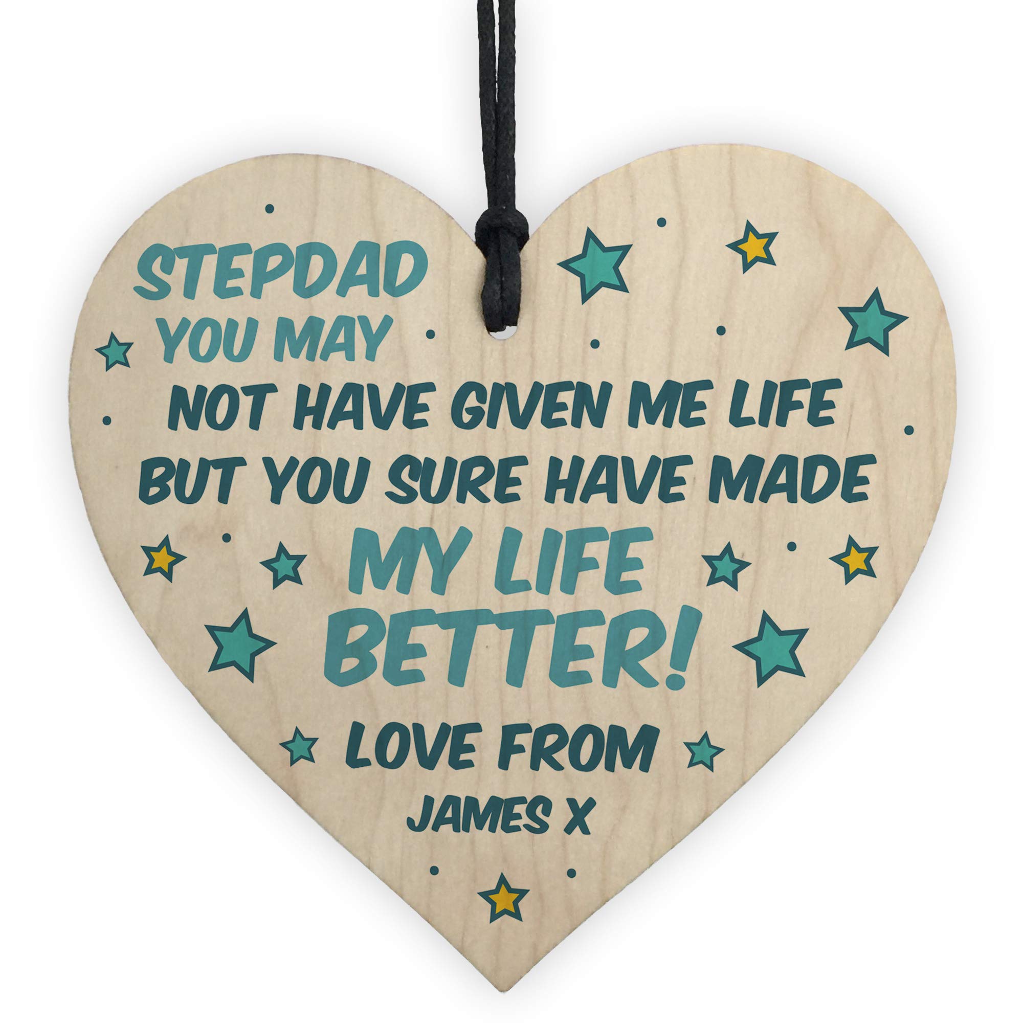 Red Ocean PERSONALISED Step Dad Gifts For Fathers Day Novelty Wooden Heart Gift For Him