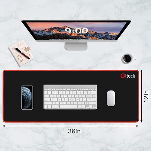 Miniatura 2 de GLTECK - Alfombrilla de ratón grande para juegos tamaño XXLextendida 36 x 12 pulgadas alfombrilla de ratón larga antideslizante almohadillas de goma