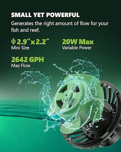 Miniatura 2 de Atlantic Series WP-10000 Wave Maker para acuario, DC 24V 20W 2642 GPH (10000 LH) Powerhead, potente pero silenciosa bomba de onda sinusoidal