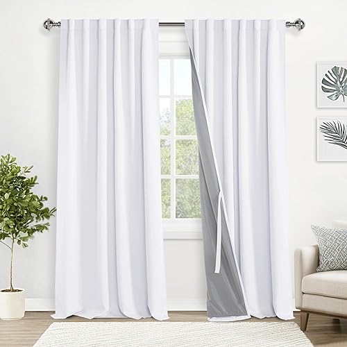 Paneles de cortina 100% opacos, bolsillo para barra y pestaña trasera, aislamiento térmico, cortinas de forro negro, cortinas reductoras de ruido y