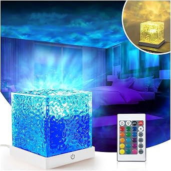 Ocean Wave Projector Light, Ambient Lighting Luminorthe Cube Northern Lights Projector with 16 Colors and Dynamic Ripple Effect for Living Room Bedroom Decor, Christmas Gifts for Teens