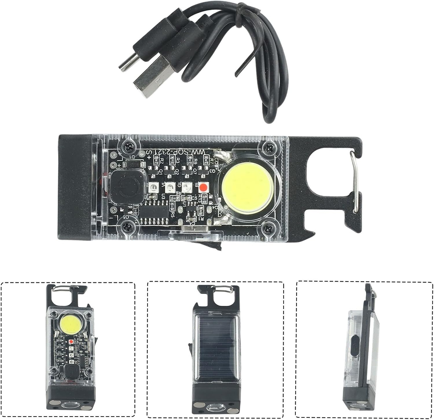 1500 Lumens Rechargeable EDC Flashlight with Solar Panel, USB-C Charging, 9 Lighting Modes, UV Detection, Magnetic Mount, Waterproof for Camping and Outdoor Use image 4