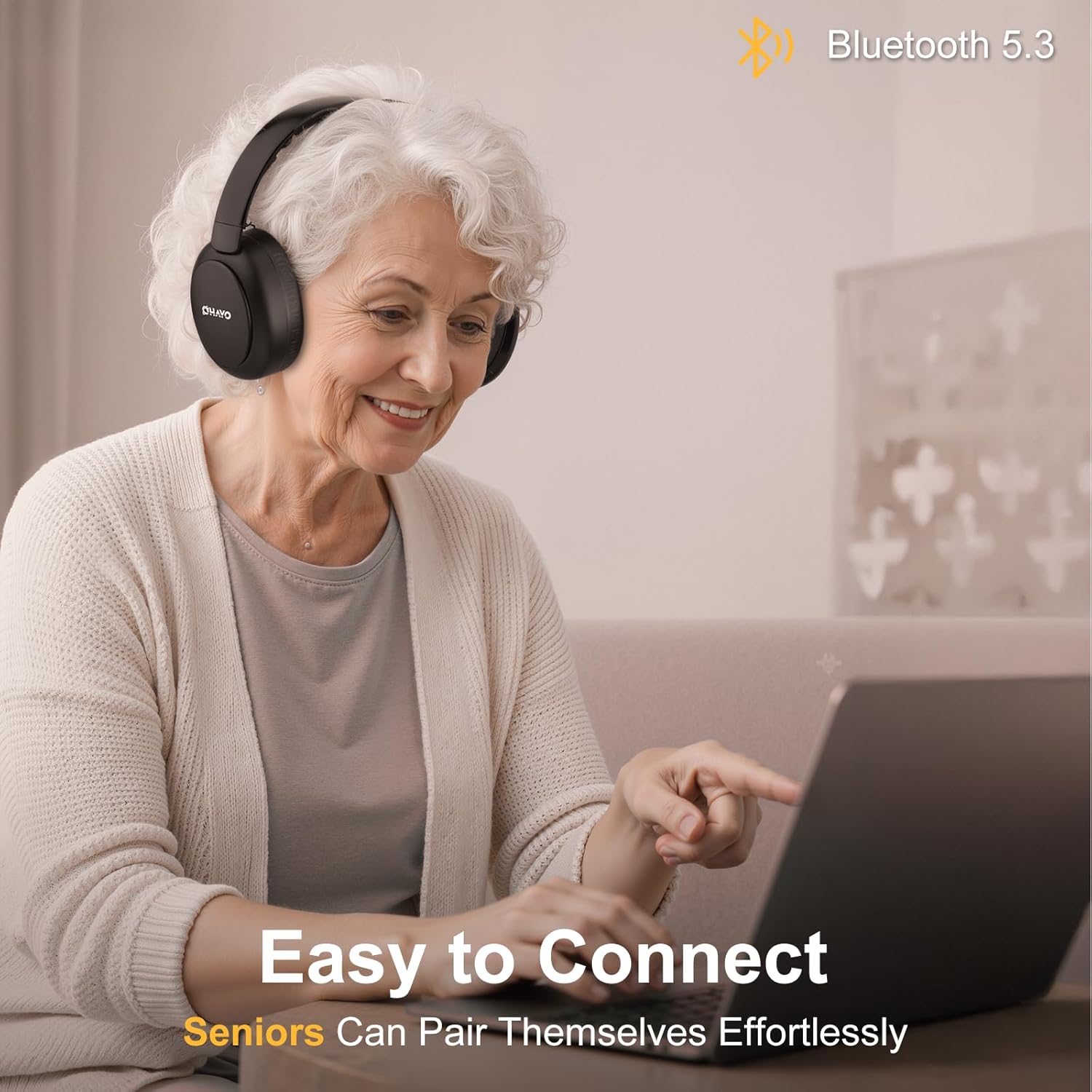 OHAYO Wireless TV Headphones for Seniors with Transmitter Charging Dock, Digital Optical AUX RCA Plug and Play Wireless Headphones for Watching TV, No Audio Delay, 100ft Range, Hearing Impaired Gifts