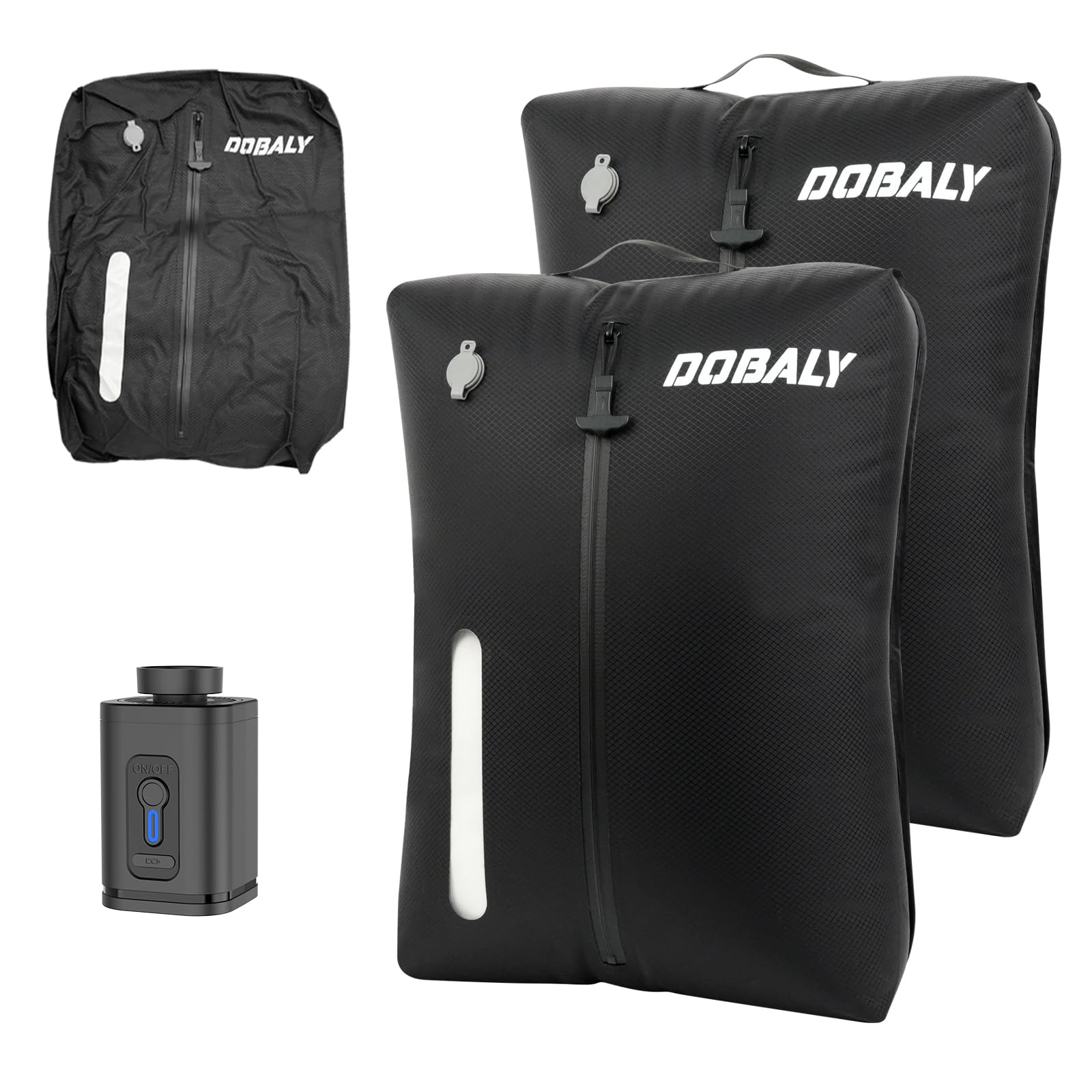 Bolsas de Vacío Profesionales para Viajes con Bomba, Bolsas de Compresión al Vacío Reutilizables IP67 para Maletas y Mochilas, son Ligeras y Duraderas,24L (2 Unidades +Bomba Inalámbrica)