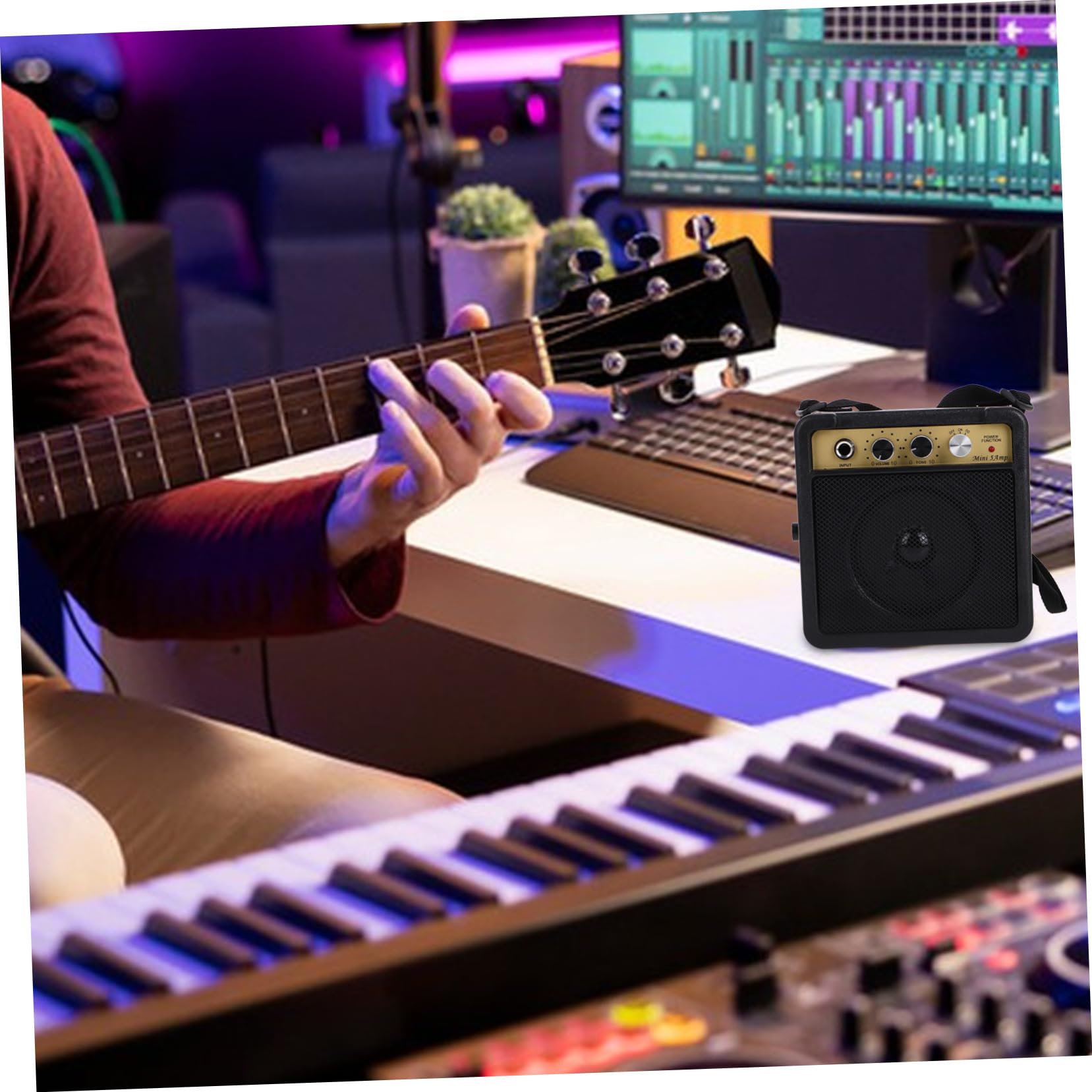 Amplificador De Bajo Pequeño Mini Amplificador De Guitarra Eléctrica Portátil y Robusto