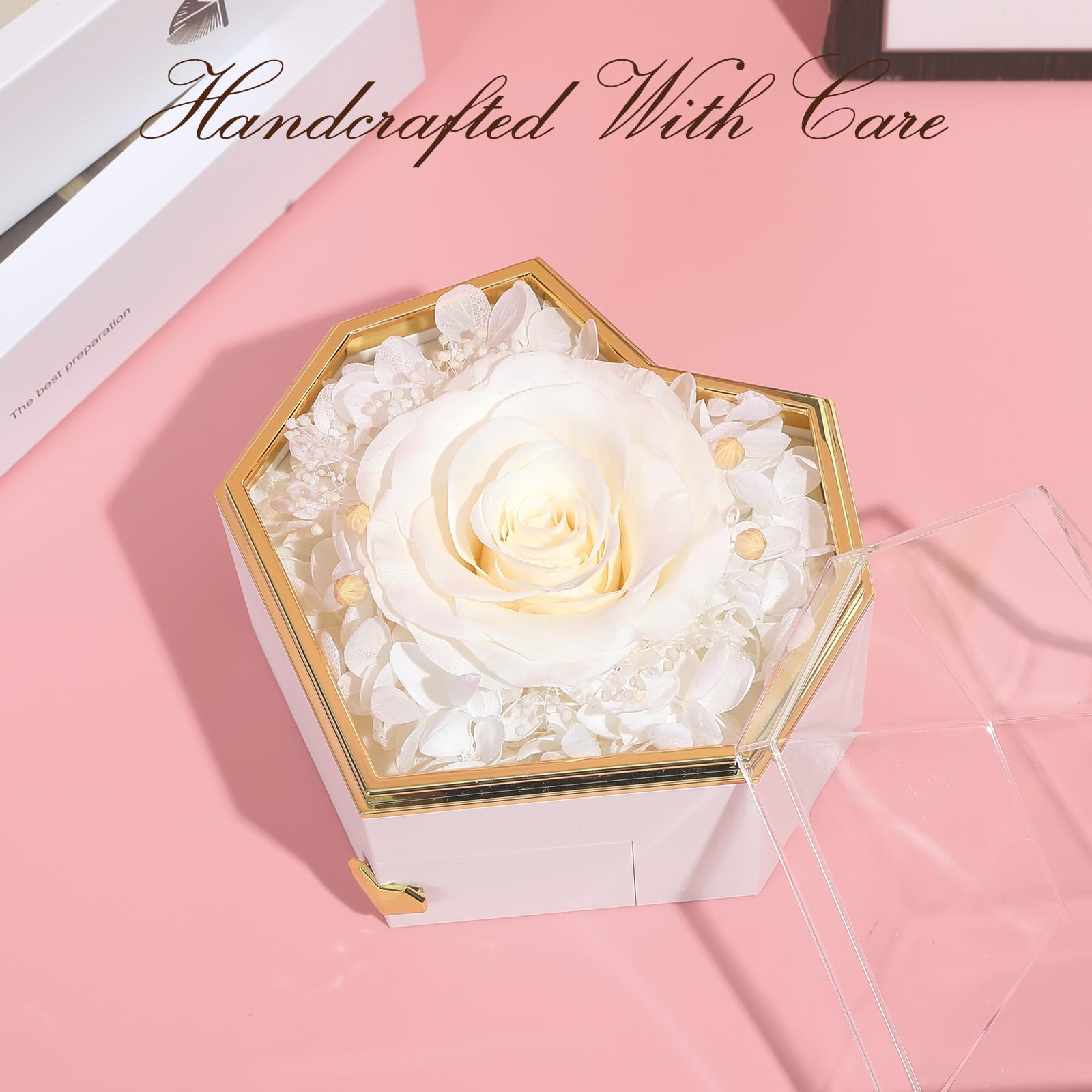 AuraBrillyn Preserved Purple Roses With Heart Necklace Gift Set – LED Light Box, Eternal Flowers - View #12