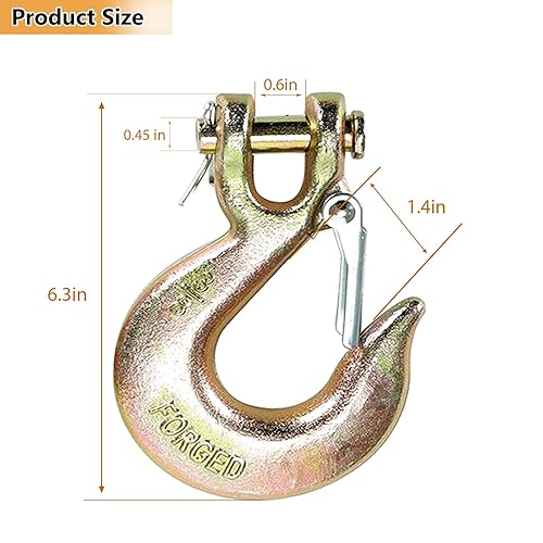 Miniatura 14 de Paquete de 4 ganchos deslizantes de horquilla, gancho de seguridad de horquilla de 5/16 pulgadas con pestillo de seguridad, gancho de cadena G70