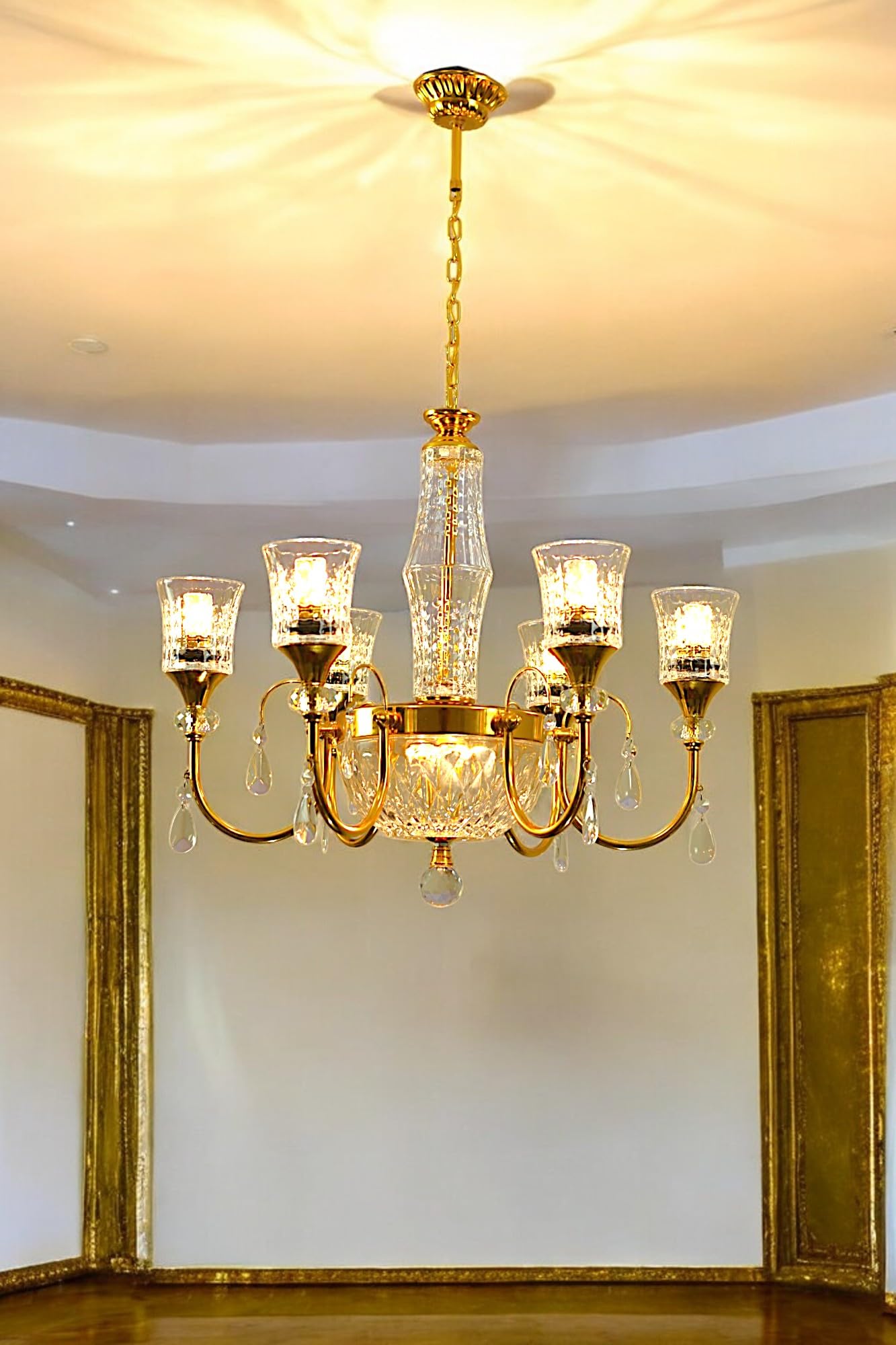 Prop It Up Vintage Glass Chandelier, 6 Lights, Golden Antique Finish, 60 cm Length, LED Compatible, Decorative Tassel-picture-37
