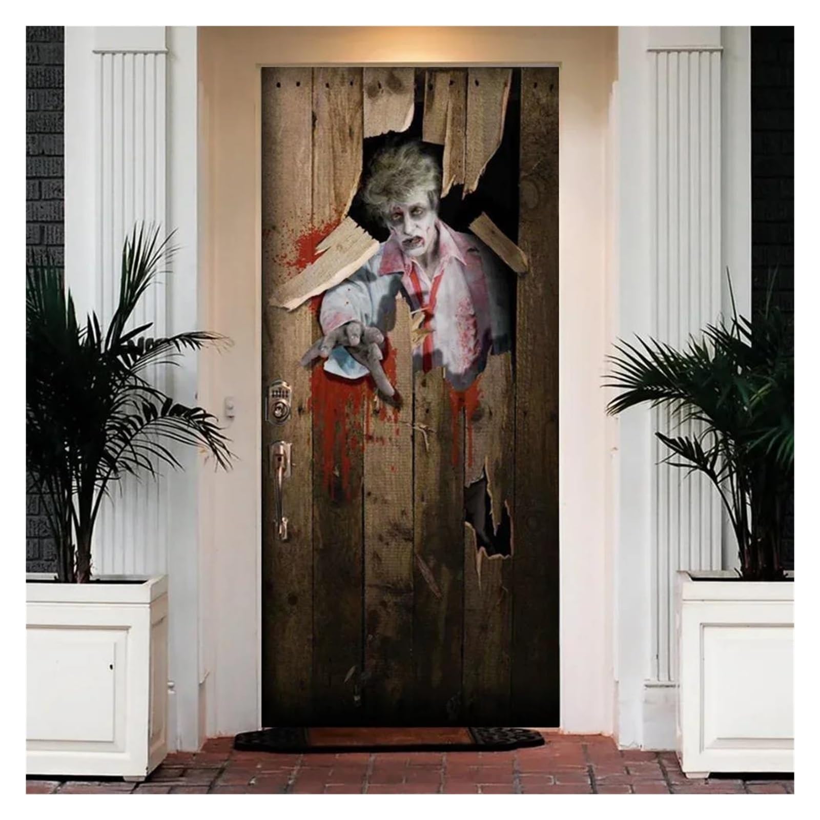 Papier peint citrouille sorcière pour relooker une porte de salon sans peindre 90x200cm
