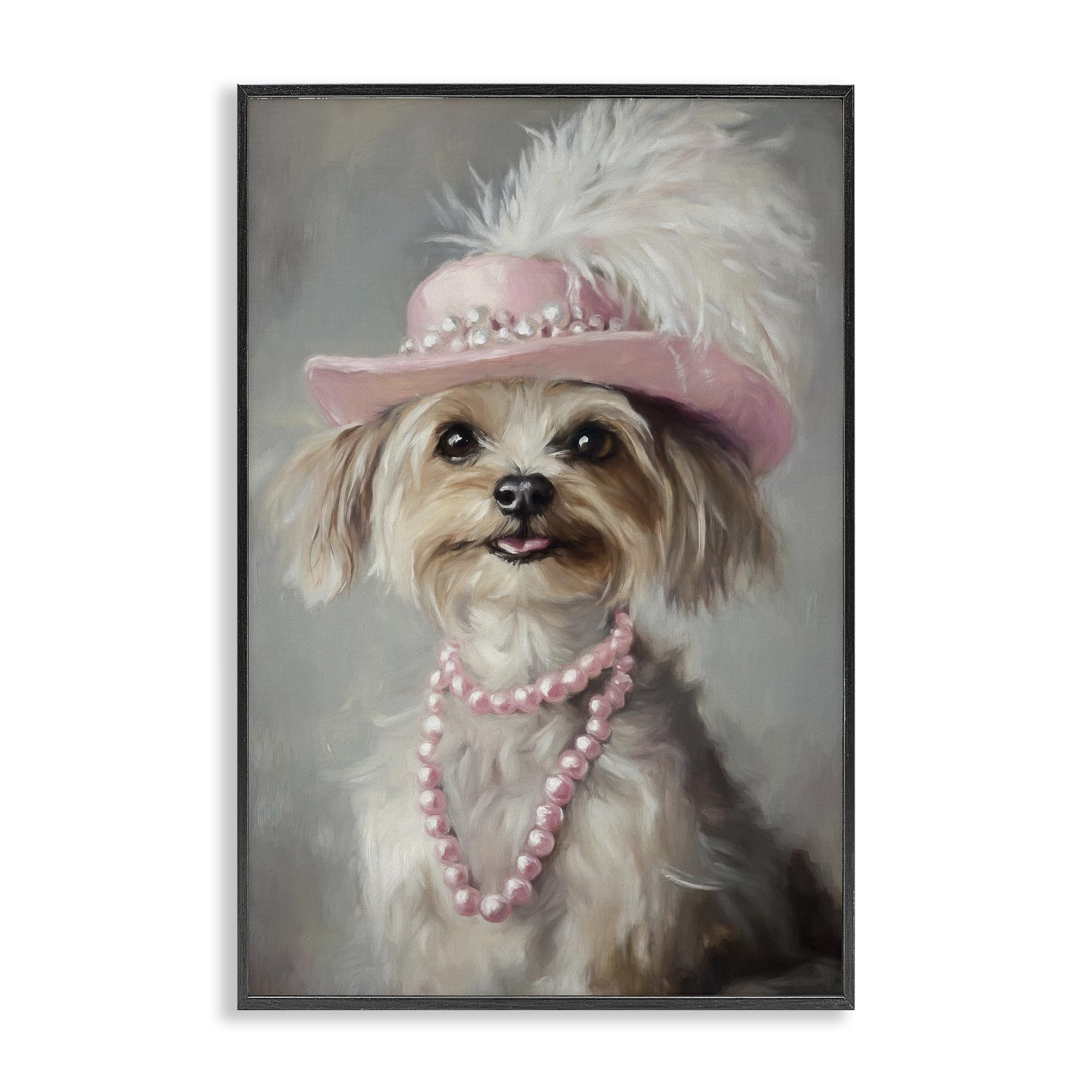 Stupell Industries 'Lady Yorkie Portrait', Framed Giclee Art, Black, 16 x 24 Inches, Easy to Hang and Sturdy, Made in USA, by Tina LeCour