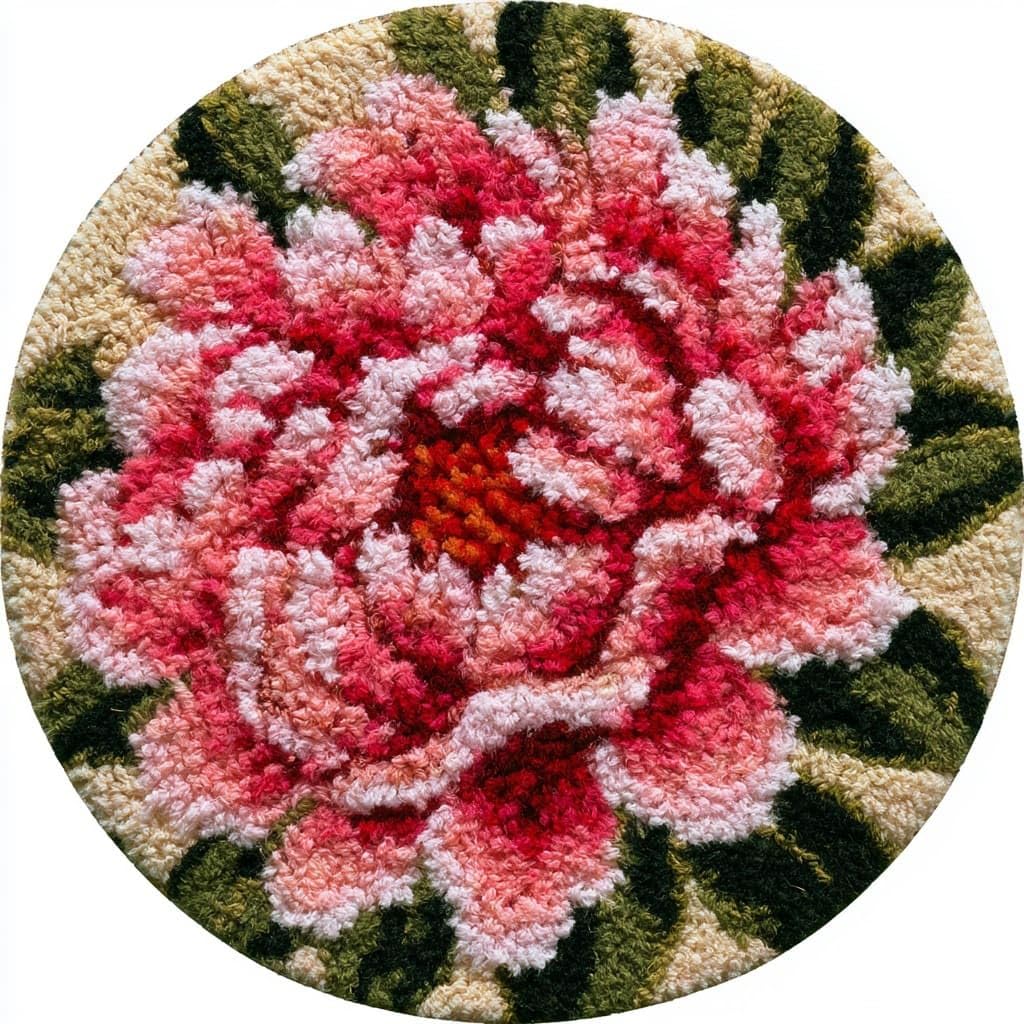 AMBATTERY Latch Hook Rug Kit Latch Hook Kits for Beginners,Peony Flowers