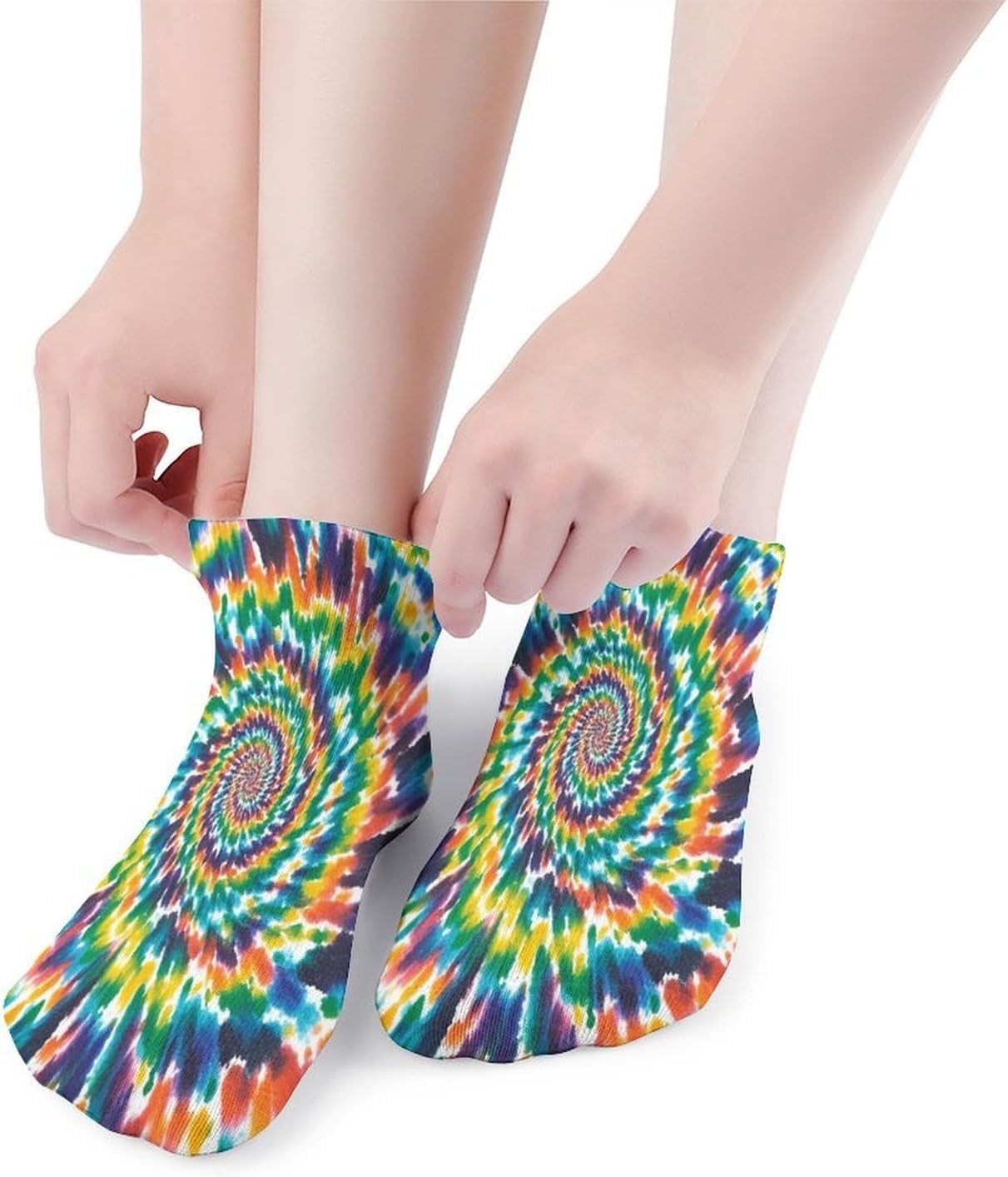 Colorful Spiral Tie Dye Ankle Socks for Men Women 5 Pairs