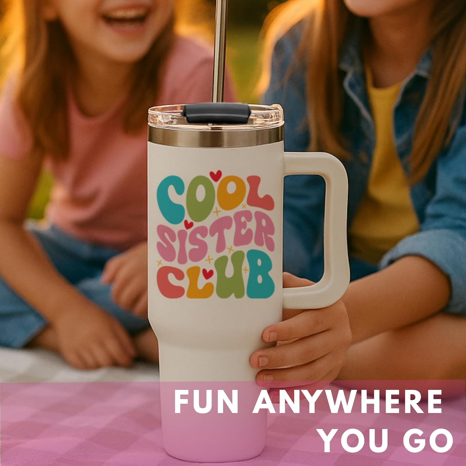 Mothers Day Gifts For Sister - Cool Sister Club Tumbler 40Oz, Big Sis Gift Ideas, Funny Presents for Her, Cute Sibling Tumbler Younger or Older Sisters, Birthday Gifts for Women and Teenage Sis - Image 7