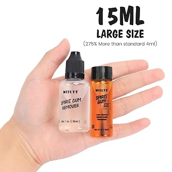 Spirit Gum Adhesive and Remover 15ml Professional Cosmetic Glue | for Face, Skin, Body, Stage Special Effect Prosthetics Makeup & Cosplay Wig