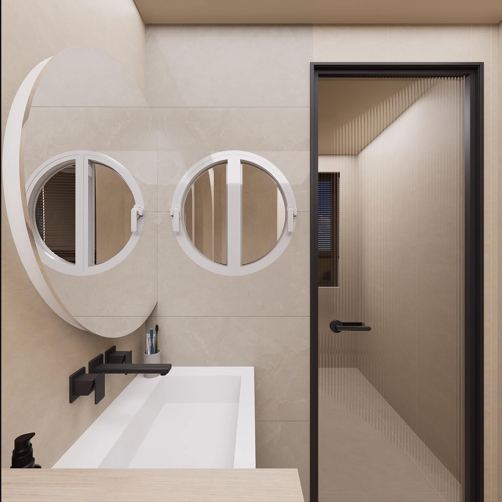 Fenêtre Fenêtre Ronde À Cadre En Aluminium, Fenêtre À Battant En Verre Trempé, Fenêtre De Remplacement Pour Ventilation, Fenêtre Paysagère De Grenier Pour La Décoration De La Maison Et Du Magasin(Whit