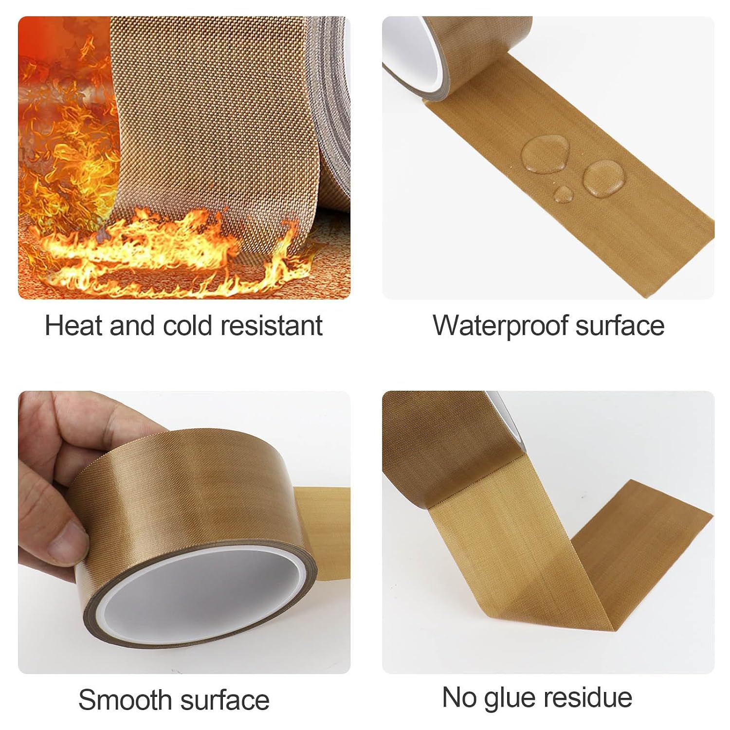 BOMEI PACK Teflone Tape 2inch, 35 Feet High Temperature PTFE Coated Fiberglass Adhesive Tape, for Vacuum Sealer and Hand Impulse Sealers