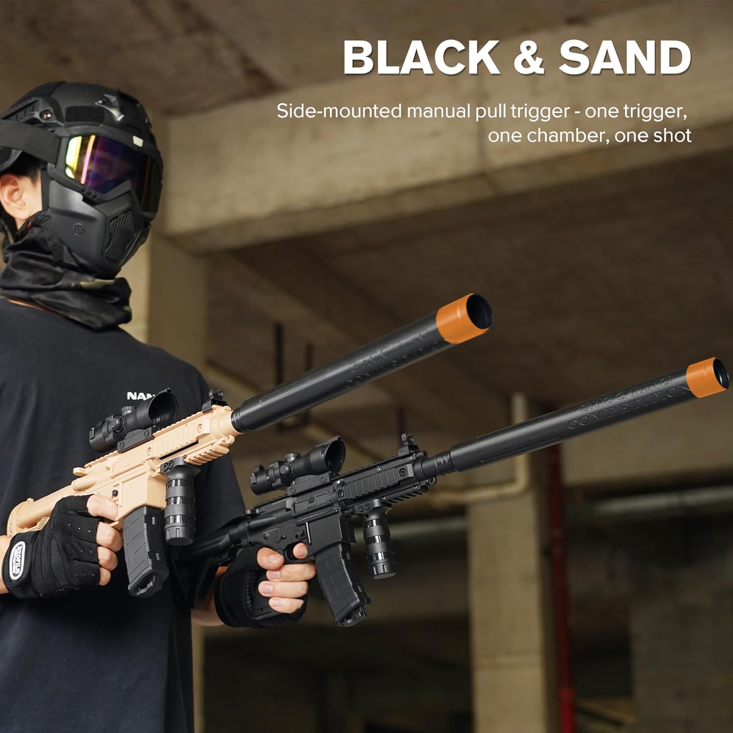 2 Pack JellyBullet Foam Blaster 760030 Soft Foam Bullets, Manual Single Mode, Manual Spring Magazine, Shooting Games, 18+ (Manual 2 Pack)