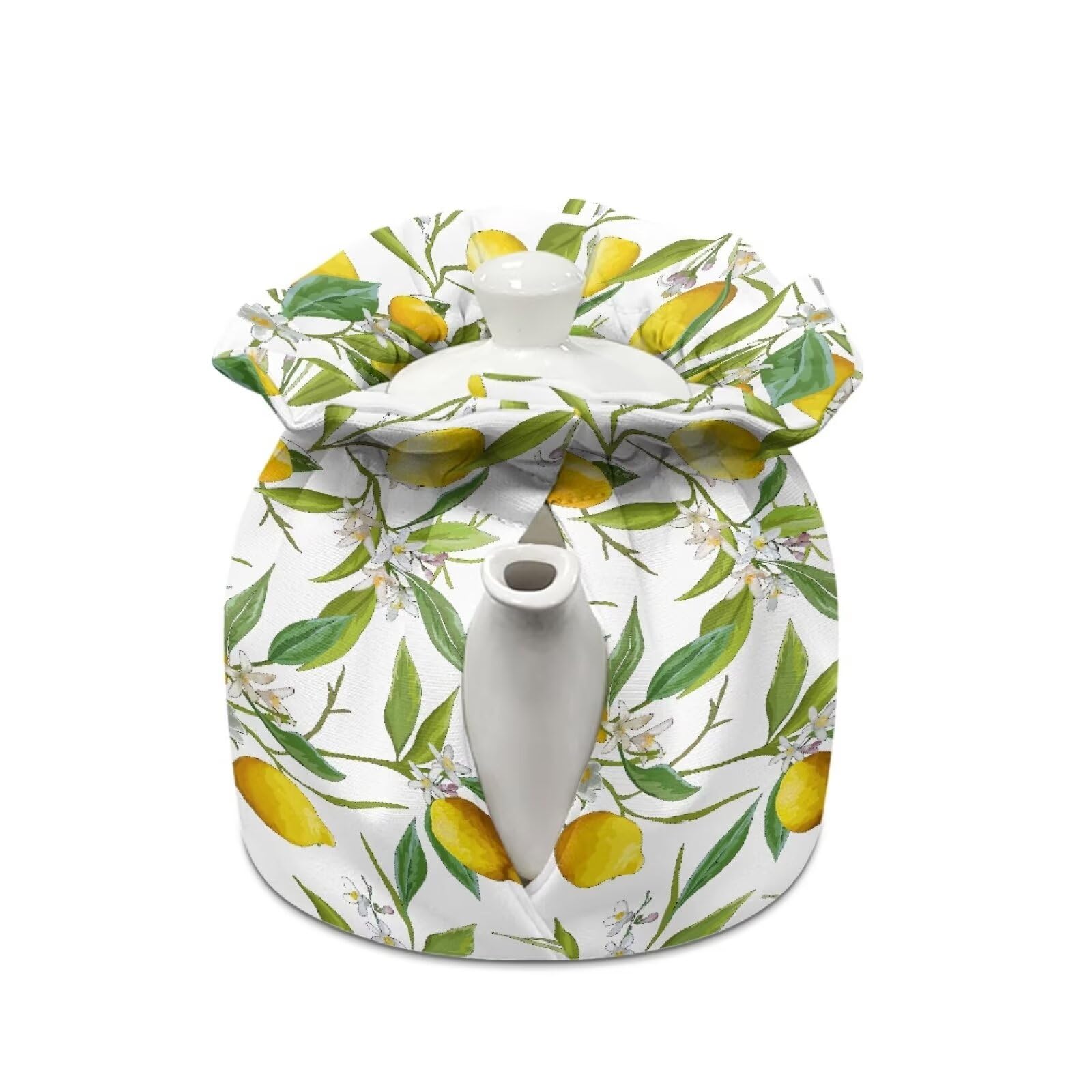 Pzuqiu Tropical Lemon Print Teapot Cozy Breakfast Warmer Soft Lightweight Fabric Tea Pot Cozies Tea Kettle Quilt for Hotel Restaurant Tea Party Decor