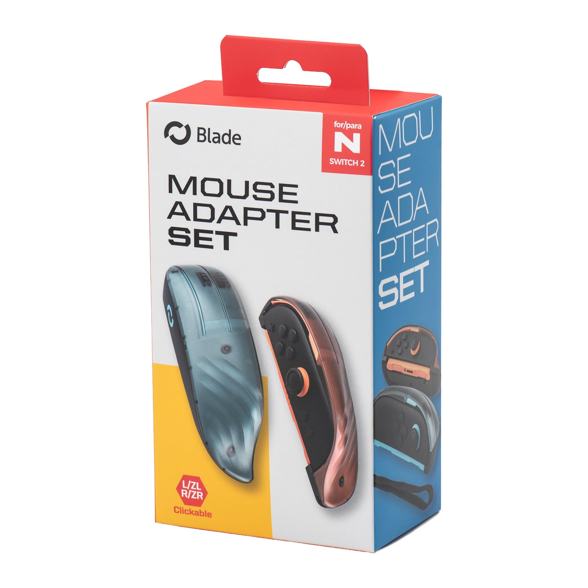 Blade – Adaptador de Ratón para Joy-con Switch 2, Set de 2, Izquierdo/Derecho, Soporte Ergonómico Mandos Nintendo Switch 2, Acceso Botones, Rojo/Azul, Mayor Precisión, Modo Ratón