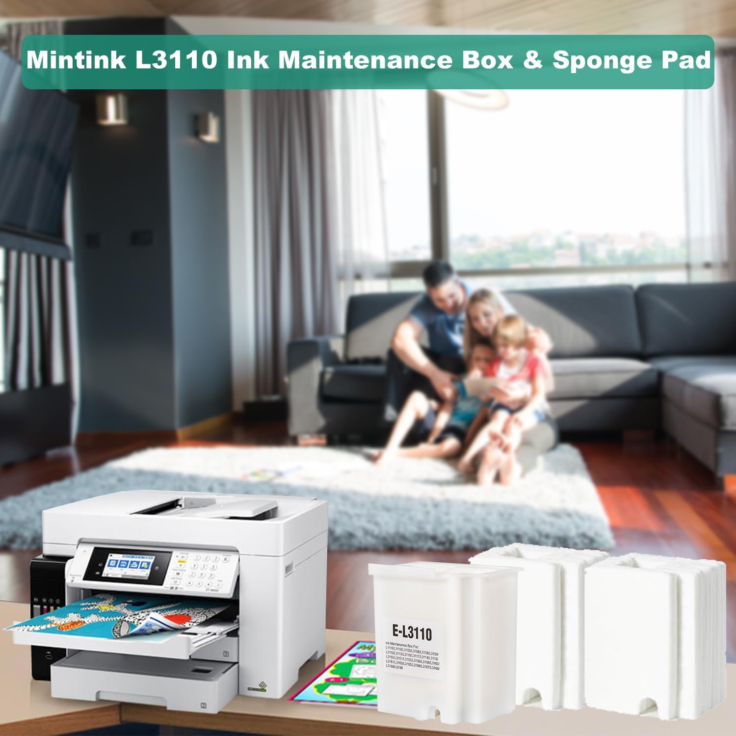 L3110 Maintenance Box Replacement Waste Ink Pad for EPSON Ecotank ET-2800 ET-4800 ET-2803 ET-2720 ET-2711 ET-4700 L3110 L3210 L3150 L3250 Maintenance Box with 2 Pcs Extra Sponge Absorbant