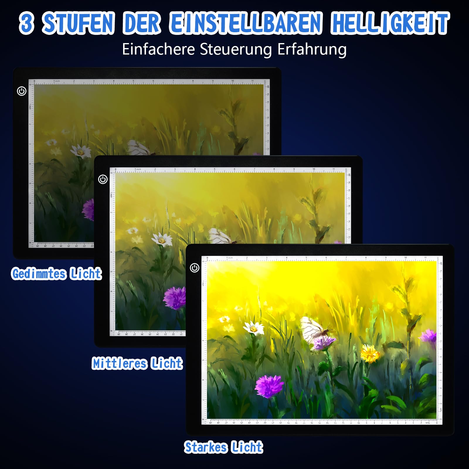 Damcyer Tavoletta Luminosa A4 LED con Luminosità Regolabile, USB per Animazione, Schizzi, Disegno, Pittura 5D, Nero