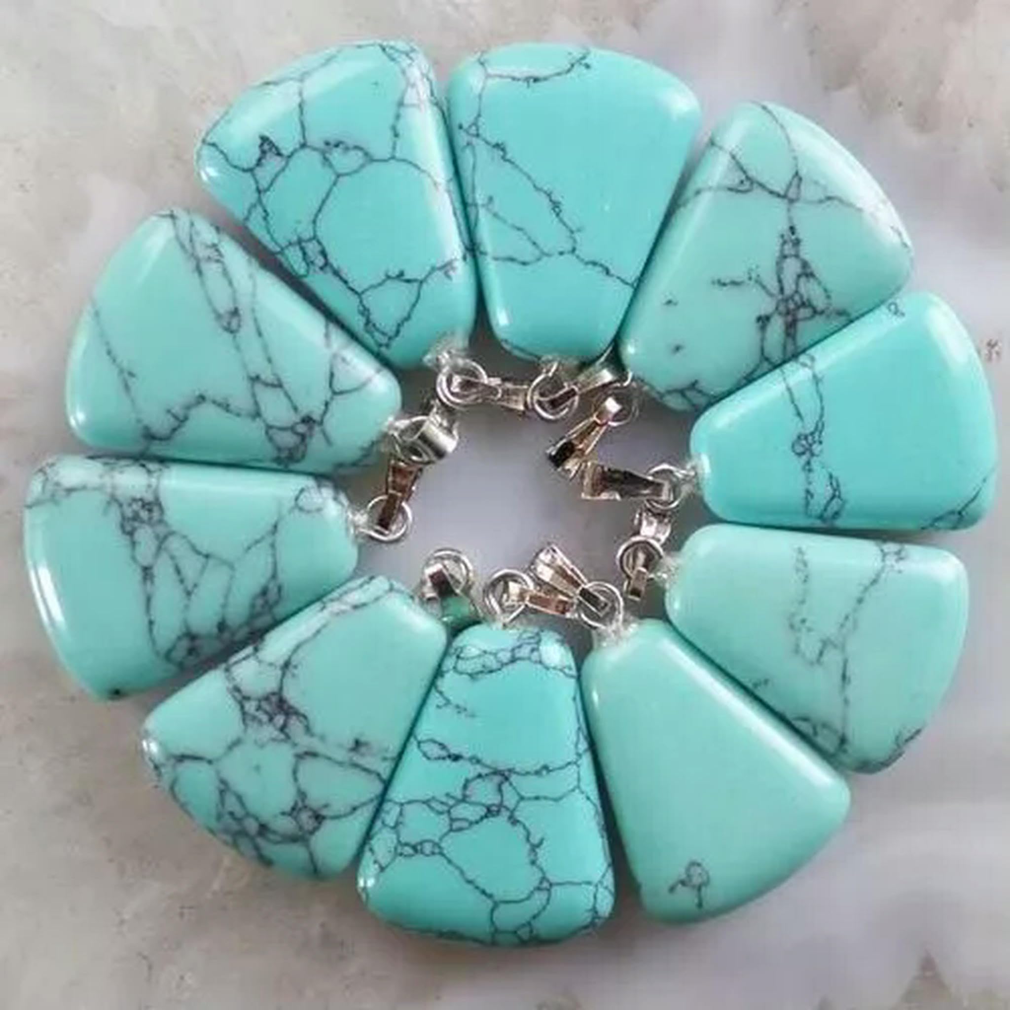 Pendentif en pierre turquoise naturelle 25x17x5mm pour perles de collier