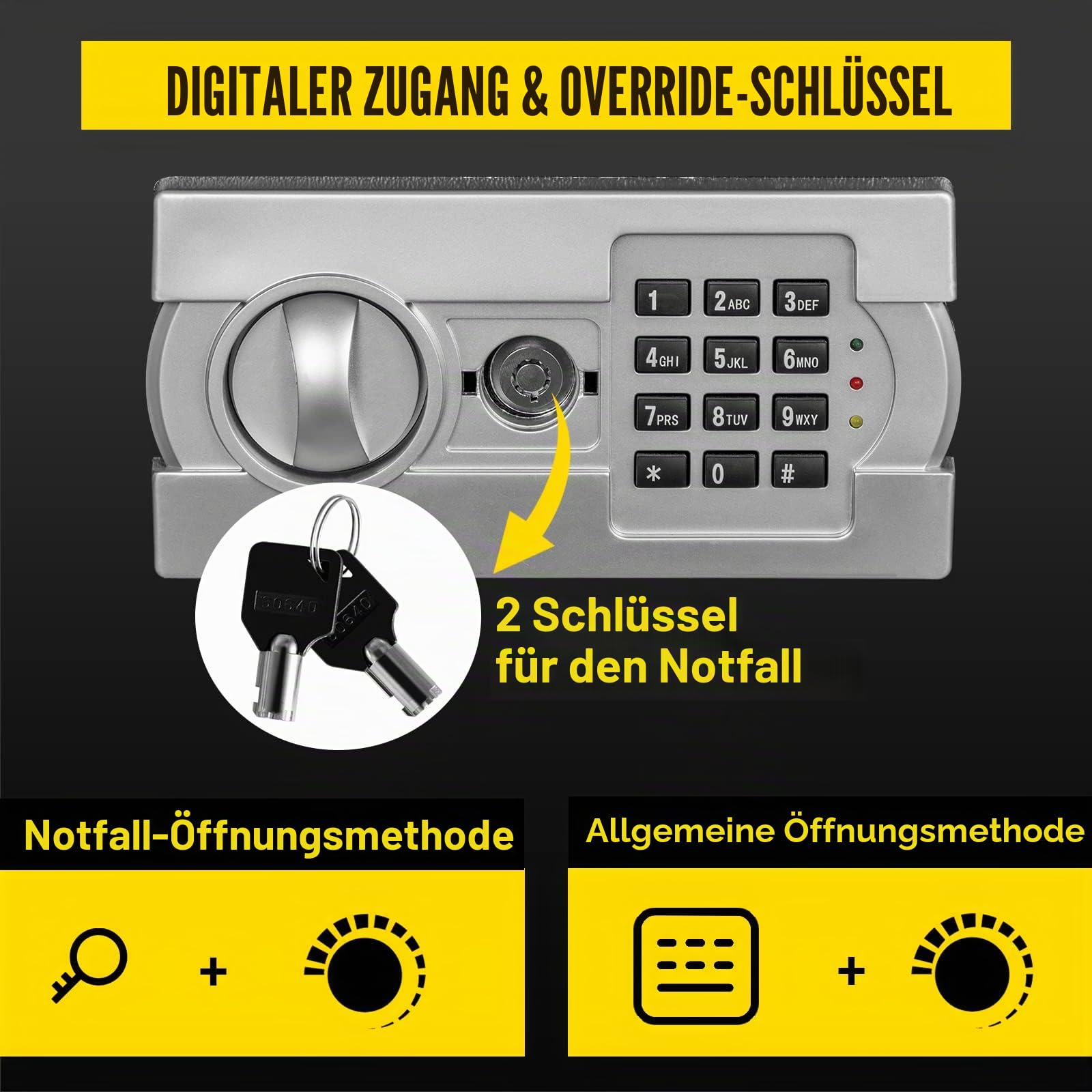 VEVOR Safe mit Einwurfschlitz Diebstahlsicherung, elektronischer Sicherheitstresor aus Kohlenstoffstahl, feuerfest, 2 Schlüssel, 2 Code-Sets, digitaler Safe LCD Dokument Waffe